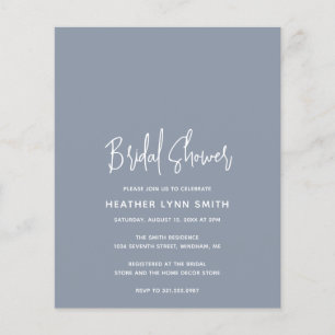 Minimalist Dusty Blue Budget Bridal Shower Invite