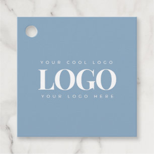 Minimalist Dusty Blue Business Company Custom Logo Favour Tags