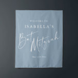 Minimalist Dusty Blue Custom Bat Mitzvah Welcome Tapestry<br><div class="desc">Custom Minimalist Classic Dusty Blue Modern Bat Mitzvah Welcome Tapestry</div>