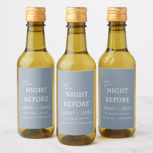 Minimalist Dusty Blue Dinner the Night Before Wine Label