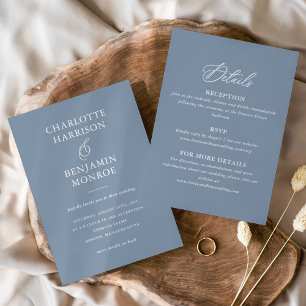 Minimalist Dusty Blue Double-Sided Wedding Invitation