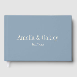 Minimalist Dusty Blue Elegant Wedding Custom Guest Book