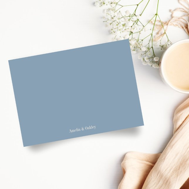 Minimalist Dusty Blue Elegant Wedding Custom Thank You Card (Creator Uploaded)