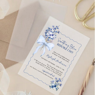 Minimalist Dusty Blue Flowers Bridal Shower Acrylic Invitations