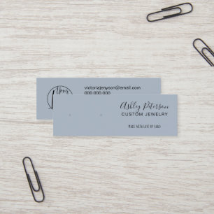 Minimalist dusty blue jewellery earring display mini business card