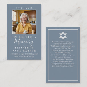 Minimalist Dusty Blue Jewish Funeral Prayer Card