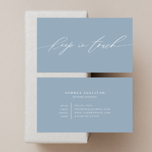 Minimalist Dusty Blue Keep in Touch Contact or Business Card