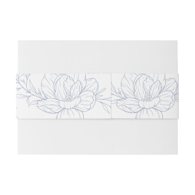 Minimalist dusty blue Magnolia Floral Invitation Belly Band (Back Example)