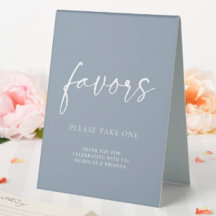 Minimalist Dusty Blue Modern Classic Wedding Favou