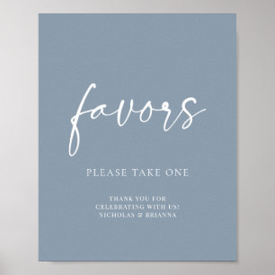 Minimalist Dusty Blue Modern Classic Wedding Favou Poster