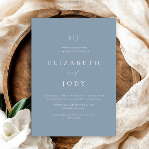 Minimalist Dusty Blue Modern Elegant Wedding Invitation