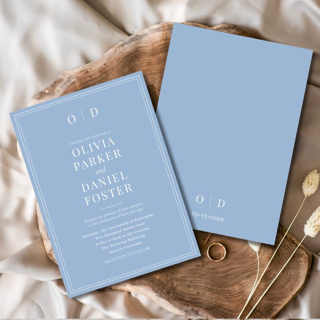 Minimalist Dusty Blue Modern Elegant Wedding Invitation (Creator Uploaded)