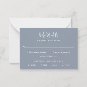 Minimalist Dusty Blue Modern Mini Wedding RSVP Card