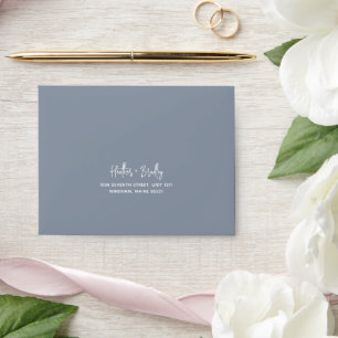Minimalist Dusty Blue Modern RSVP Wedding Envelope