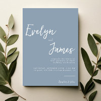Minimalist Dusty Blue Modern Unique Wedding