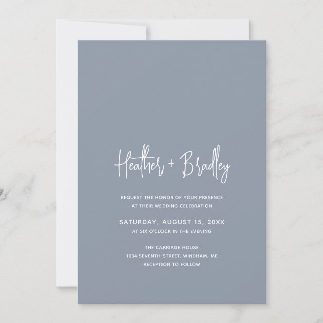 Minimalist Dusty Blue Modern Wedding Invitation (Front)