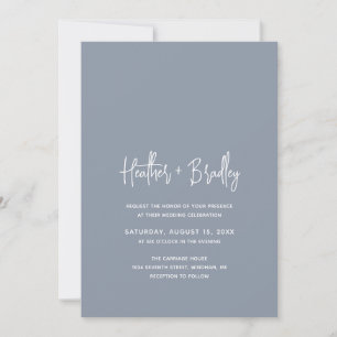 Minimalist Dusty Blue Modern Wedding Invitation