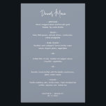 Minimalist Dusty Blue Modern Wedding Menu<br><div class="desc">Modern dusty blue wedding menu featuring a simple design with the header in an elegant script typography and your menu in a minimalist sans serif font.  This chic wedding menu works well with any style of wedding.</div>