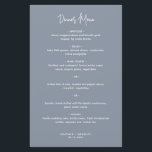 Minimalist Dusty Blue Modern Wedding Menu<br><div class="desc">Modern dusty blue wedding menu featuring a simple design with the header in an elegant script typography and your menu in a minimalist sans serif font.  This chic wedding menu works well with any style of wedding.</div>
