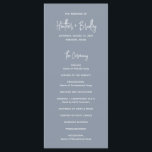 Minimalist Dusty Blue Modern Wedding Program<br><div class="desc">Modern dusty blue wedding program featuring a simple design with your names in an elegant script typography and your event details in a minimalist sans serif font.  This chic wedding program works well with any style of wedding.</div>