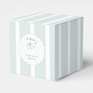 Minimalist Dusty Blue Oh Baby Elephant Baby Shower Favour Box