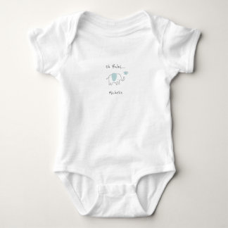 Minimalist Dusty Blue Oh Baby Elephant Bodysuit