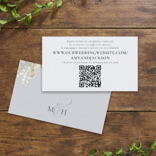 Minimalist Dusty Blue Photo QR Code Website Simple Enclosure Card