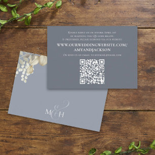 Minimalist Dusty Blue Photo QR Code Website Simple Enclosure Card