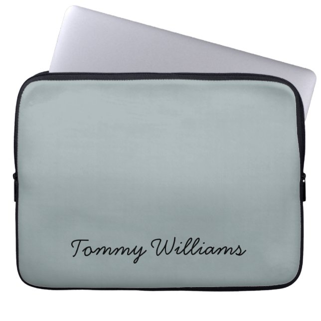 Minimalist Dusty Blue Professional Simple Laptop Sleeve (Front)