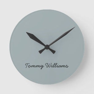 Minimalist Dusty Blue Professional Simple Round Clock