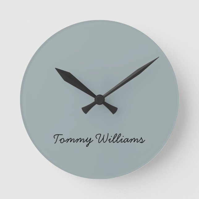 Minimalist Dusty Blue Professional Simple Round Clock (Front)