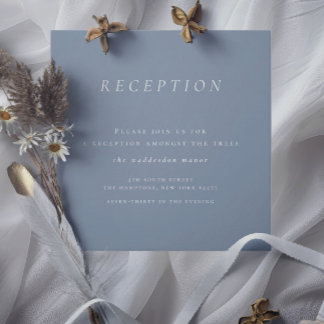 Minimalist Dusty Blue Reception Wedding Enclosure Card