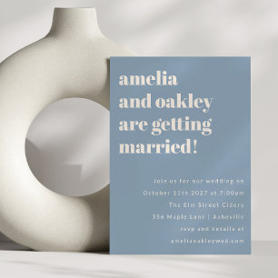 Minimalist Dusty Blue Retro Simple Wedding Website Invitation