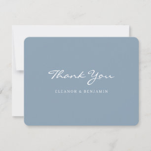 Minimalist Dusty Blue Script Lettering Wedding Thank You Card