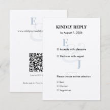 Minimalist Dusty Blue Small RSVP Card | QR Code