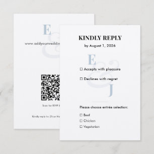 Minimalist Dusty Blue Small RSVP Card QR Code