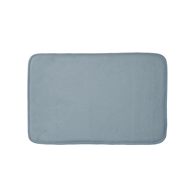 Minimalist dusty blue solid plain elegant modern bath mat (Front)
