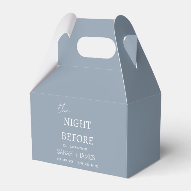 Minimalist Dusty Blue the Night Before Wedding  Favour Box (Front Side)