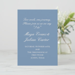 Minimalist Dusty Blue & Warm White Wedding Invitation