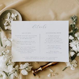 Minimalist Dusty Blue Wedding Details Card