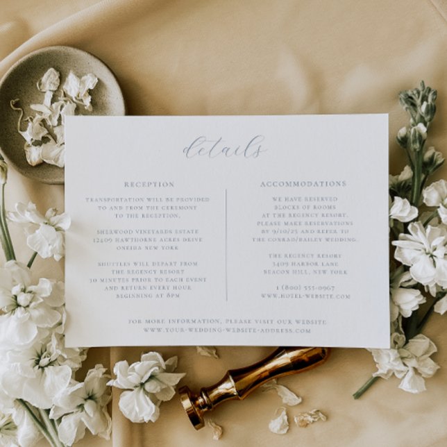 Minimalist Dusty Blue Wedding Details Card (Creator Uploaded)