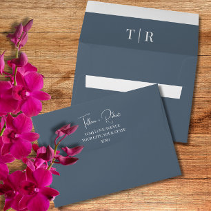 Minimalist Dusty Blue Wedding  Envelope