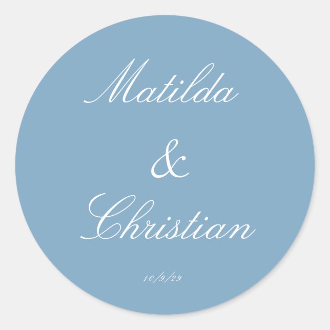 Minimalist Dusty Blue Wedding Envelope Seals (Front)