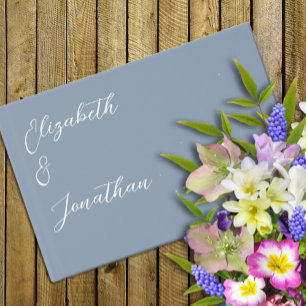 Minimalist Dusty Blue Wedding Guest Book