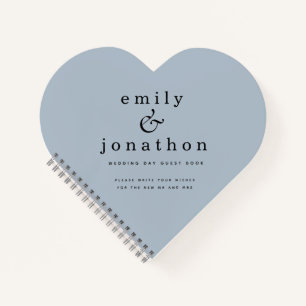 Minimalist Dusty Blue Wedding Heart Guest Book