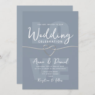 Minimalist Dusty Blue Wedding Invitation