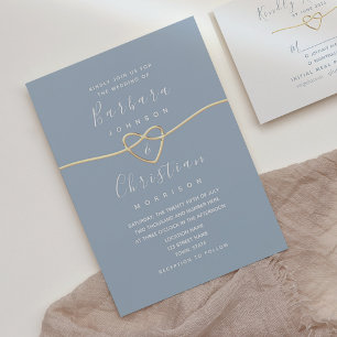 Minimalist Dusty Blue Wedding Invitation