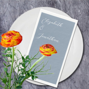 Minimalist Dusty Blue Wedding Paper Napkins