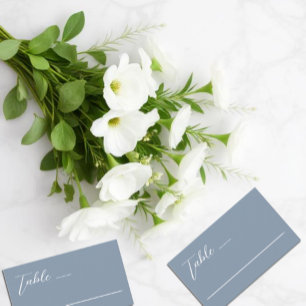 Minimalist Dusty Blue Wedding Place Card