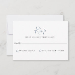 Minimalist Dusty Blue Wedding RSVP Card